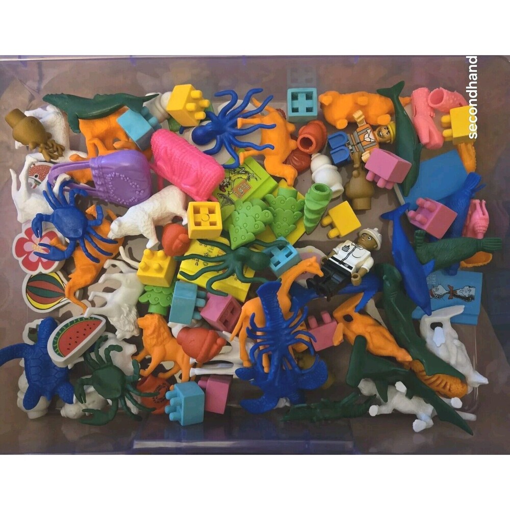 Lot 90+ Novelty Erasers Mini Toys Plastic Figures Carnival Prizes Goodie Bag